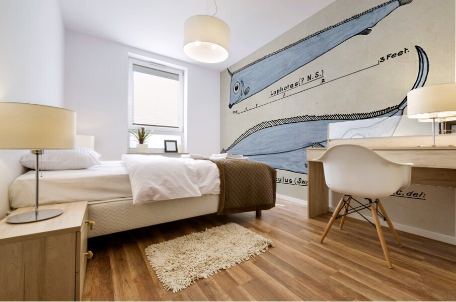 Antique fish Crested Bandfish South Pacific Fishes by Frank Edward Clarke 1849-1899.  Mural print