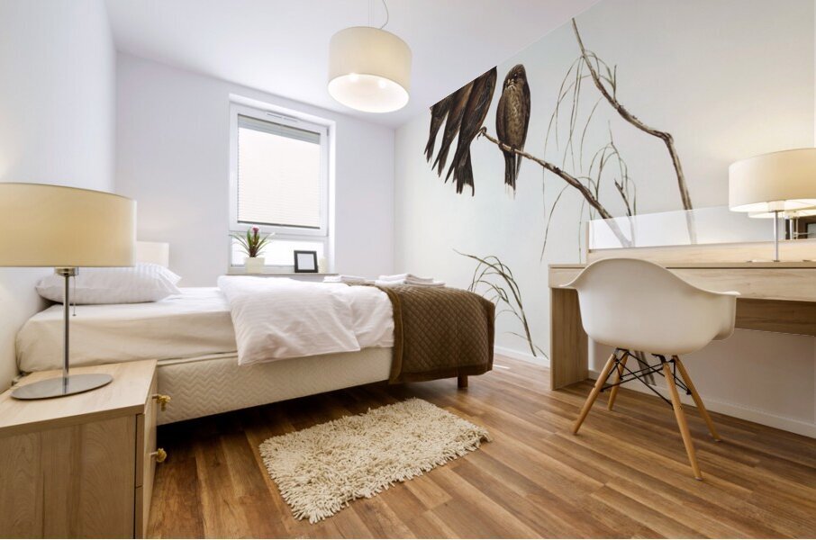 Little Wood Swallow Artamus minor Vieill illustrated by Elizabeth Gould 1804–1841 for John Gould’s 1804-1881 Birds of Australia  Mural print