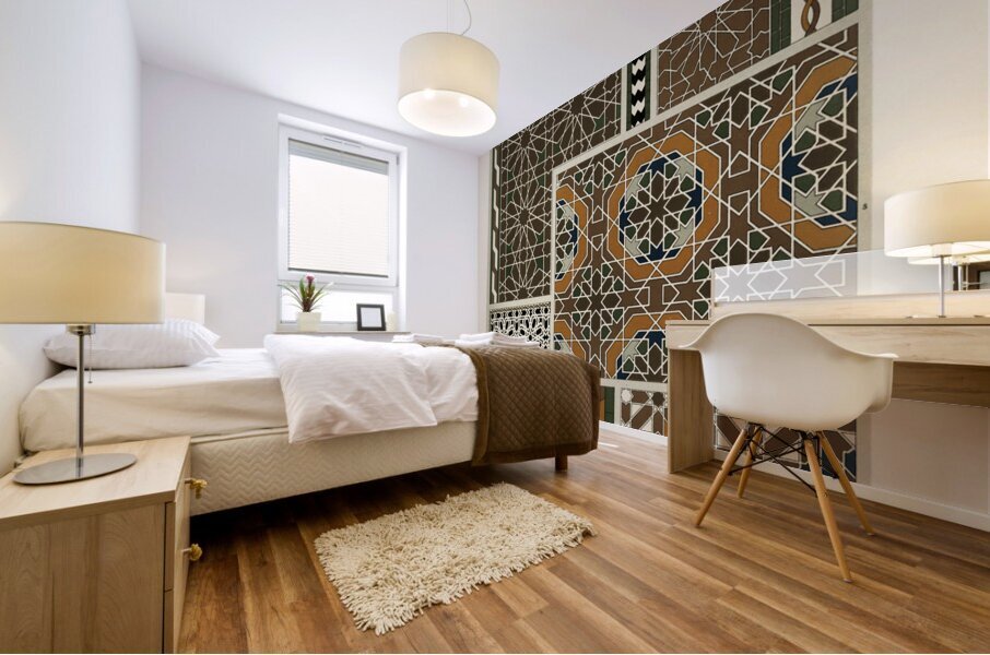 Moresque pattern. 1888 edition Lornement Polychrome by Albert Racine 1825–1893. Mural print