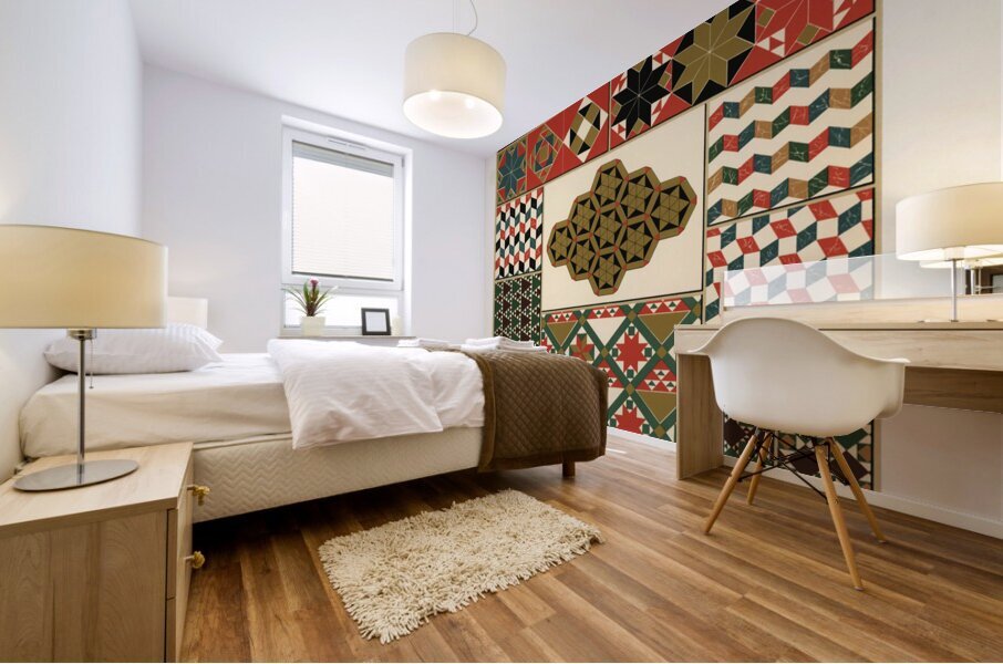 Roman-Byzantine pattern. 1888 edition Lornement Polychrome by Albert Racine 1825–1893. Mural print