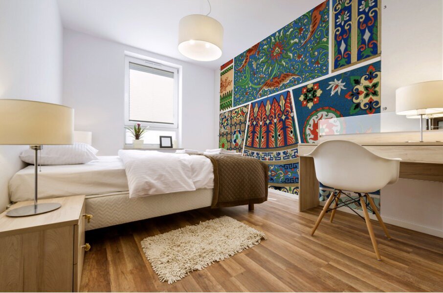 Chinese and Japanese pattern Lornement Polychrome 1888 by Albert Racinet 1825-1893. 1888 edition. Mural print