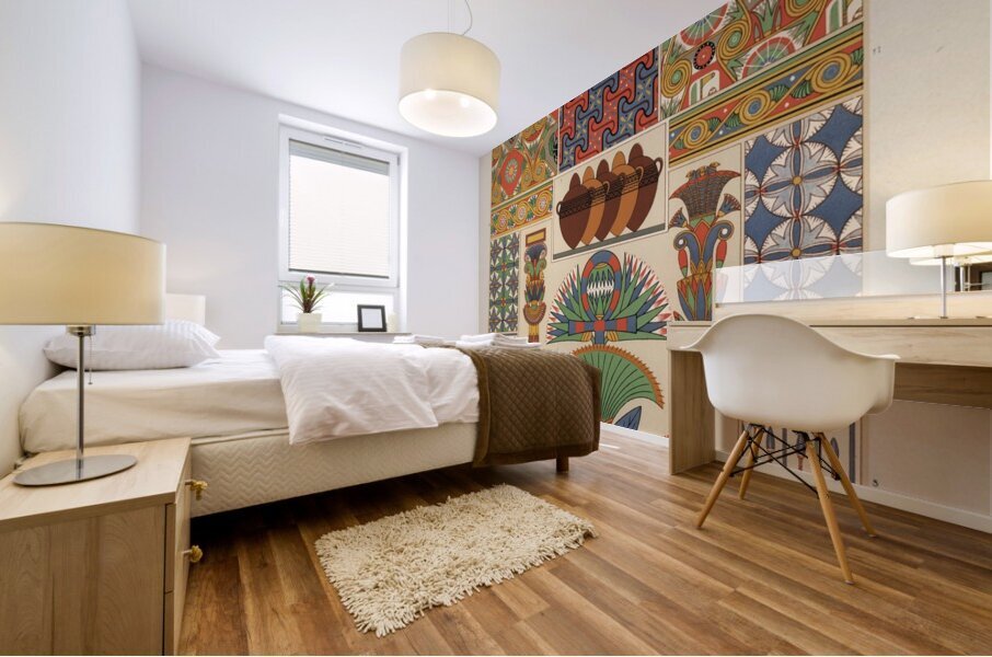 Egyptian pattern. 1888 edition Lornement Polychrome by Albert Racine 1825–1893. Mural print