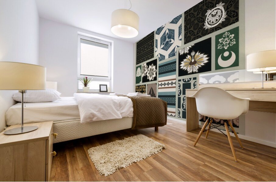 Japanese pattern. 1888 edition Lornement Polychrome by Albert Racine 1825–1893. Mural print