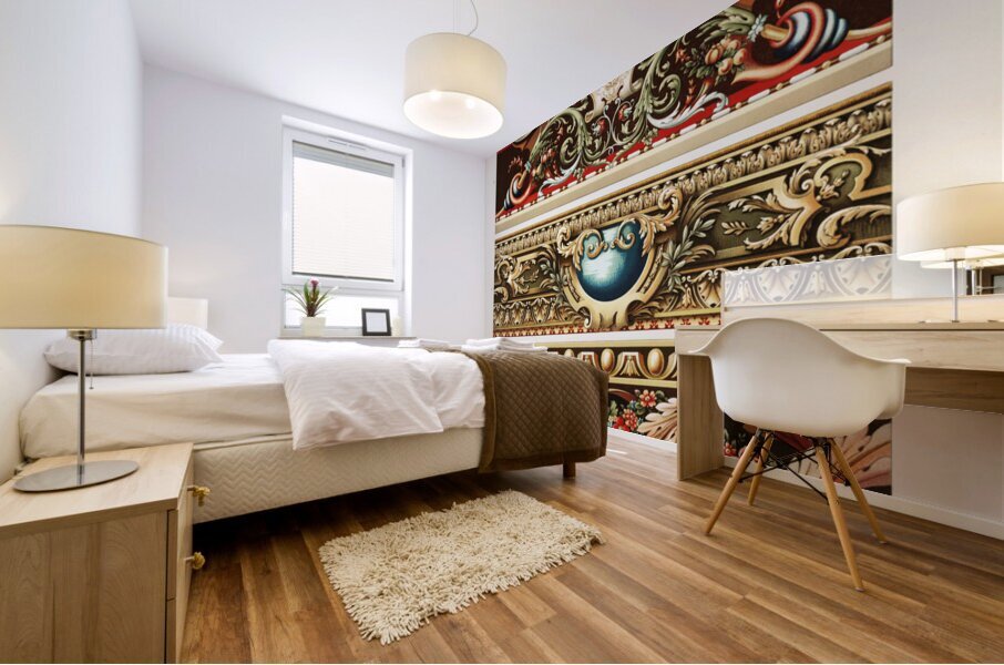 17th Century pattern. 1888 edition Lornement Polychrome by Albert Racine 1825–1893. Mural print