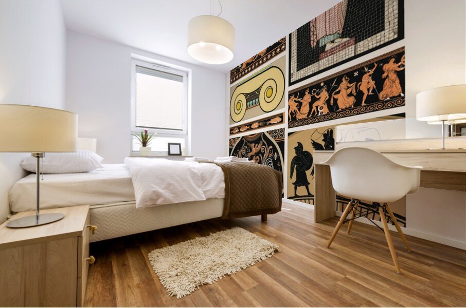 Greek pattern. 1888 edition Lornement Polychrome by Albert Racine 1825–1893. Mural print