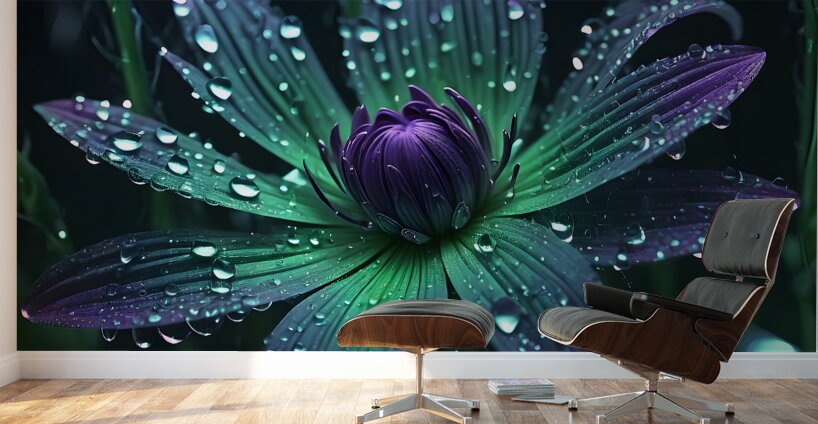 A glowing ultraviolet punk flower By ISHISH Wall Murals
