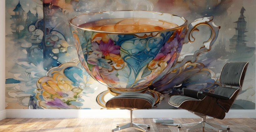 Worldly Teacup By ISHISH Wall Murals