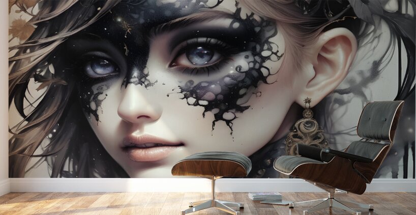 A  Gorgeously Drawn Face By ISHISH Wall Murals