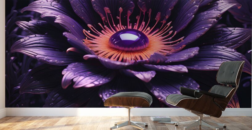 Glowing Ultraviolet Punk Flower By ISHISH Wall Murals