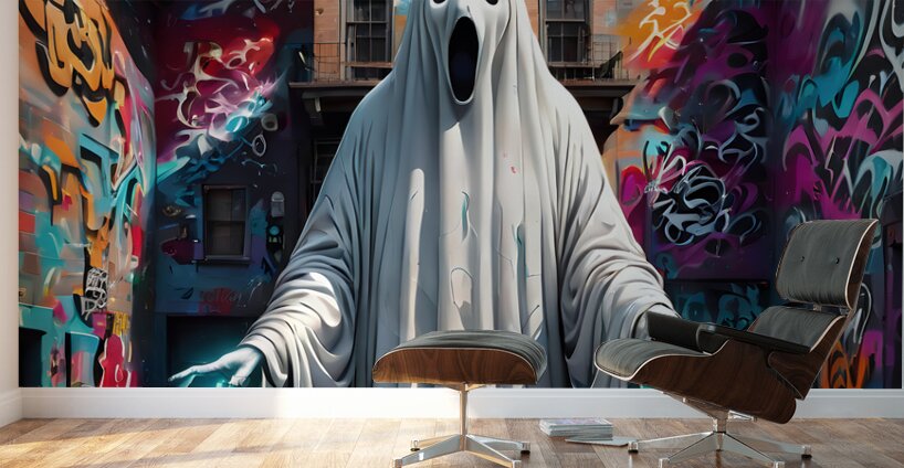 A Graffiti Ghost Mural By ISHISH Wall Murals