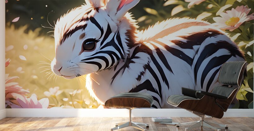 Zebra Stripe Rabbit By ISHISH Wall Murals