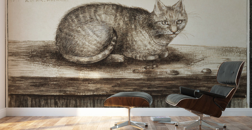 Cat in vintage style Wall Murals
