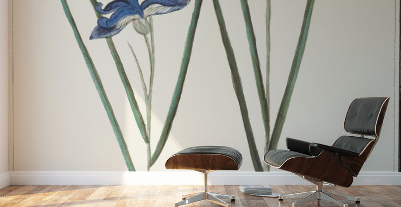 Blue iris in vintage style Wall Murals