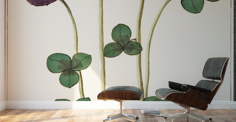 Dogstand flower wild rose and papaver Wall Murals