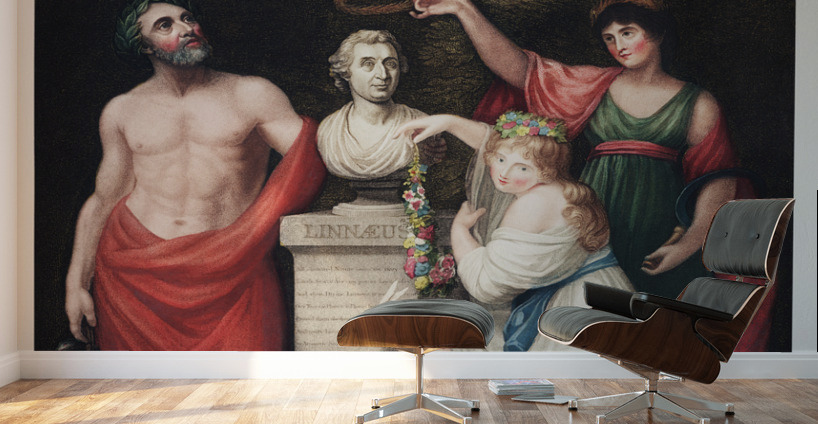 Flora Aesculapius Ceres with Cupid Honoring the Bust of Linnaeus Wall Murals