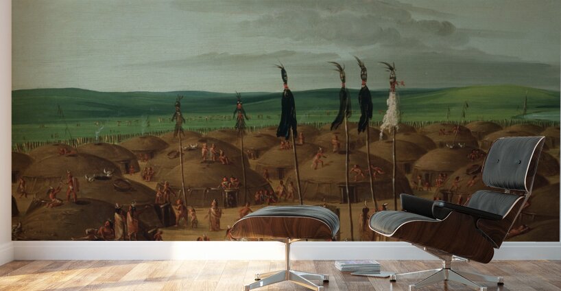 Bird’s-Eye View of The Mandan Village 1800 Miles Above St. Louis 1837-1839 Wall Murals