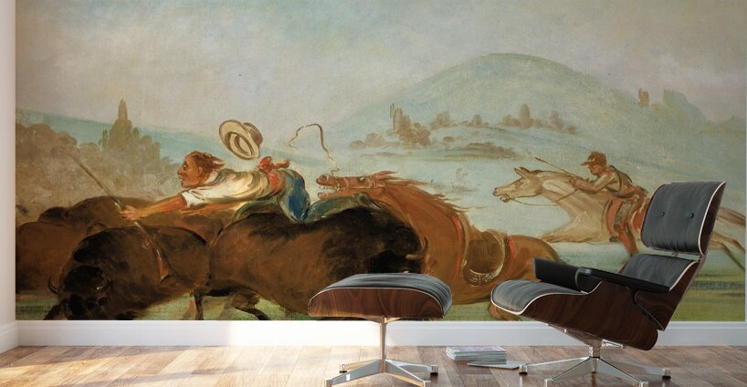 Batiste And I Running Buffalo Mouth of The Yellowstone 1832-1833 Wall Murals