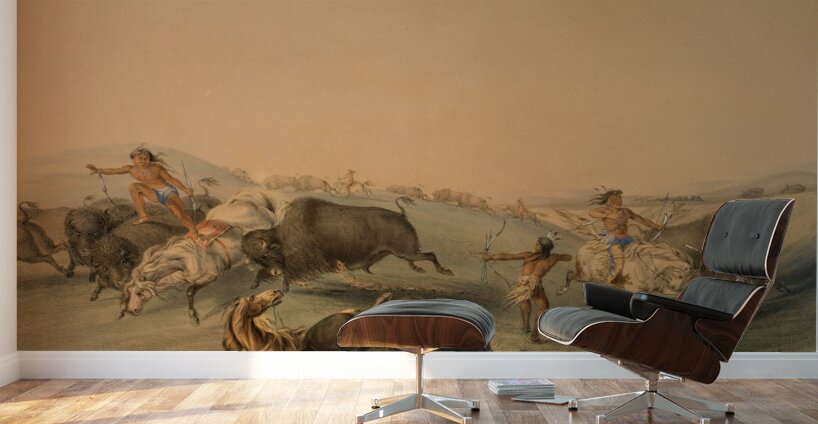 Buffalo Hunt Chase 1844 Wall Murals