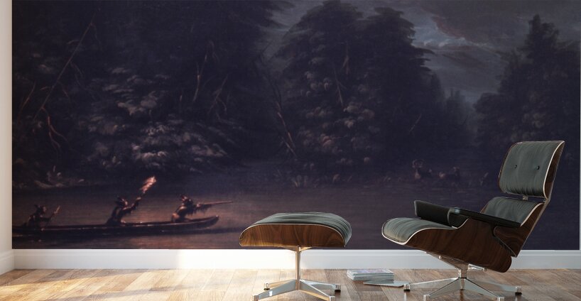 Deer Hunting By Torchlight In Bark Canoes 1846-1848 Wall Murals