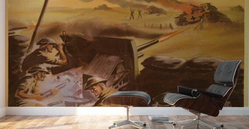 British Field-Guns Smash a German Tank Attack at Point-Blank Range in Libya – Back Them Up! Wall Murals