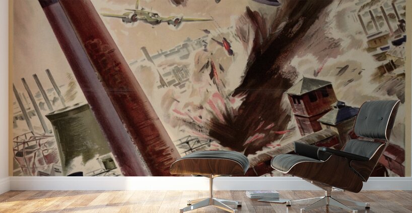 The Bombing in Daylight of the Power Station at Knapsack Germany by the Royal Air Force – Back Them Up! Wall Murals