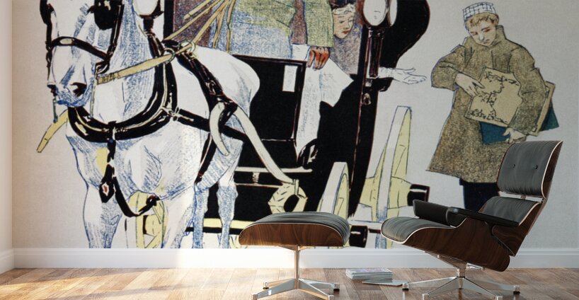 Vintage carriage 1893 by Edward Penfield Wall Murals