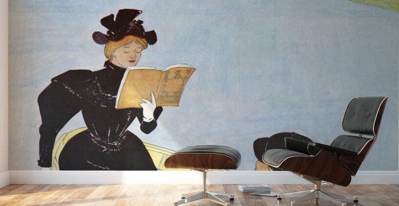 Woman reading in a row boat 1894 by Edward Penfield Wall Murals