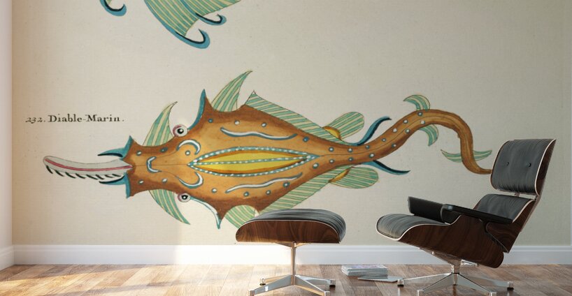 Colourful and surreal illustrations of fishes found in Moluccas Indonesia and the East Indies by Louis Renard 1678 -1746 from Histoire naturelle des plus rares curiositez de la mer des Indes 1754. Wall Murals