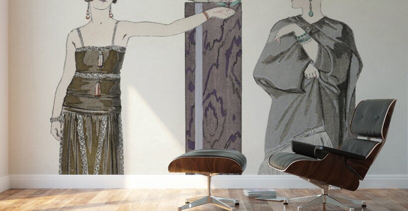 Eros. Robe et manteau pour le soir de Worth 1924 fashion illustration  by George Barbier.  Wall Murals