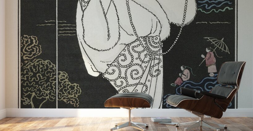 Costumes Parisiens No.112: Manteau de velours from Journal des Dames et des Modes 1913 fashion illustration  by George Barbier.  Wall Murals