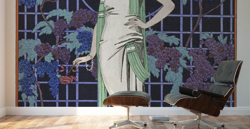 Des robes dans la nuit: Robe du soir de Worth 1921 fashion illustration  by George Barbier.  Wall Murals