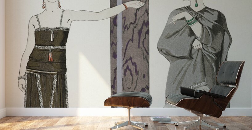 Eros / Robe et manteau pour le soir de Worth from Gazette du Bon Ton No. 9 1924 fashion illustration  by George Barbier.  Wall Murals