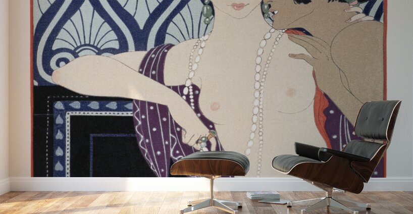 Les Trois Beautes de Mnasidika 1922 fashion illustration by George Barbier. Wall Murals