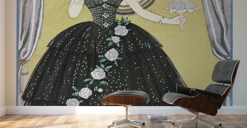 Mme Ida Rubinstein dans la dame aux cam&eacutelias / Robe de Worth from Gazette du Bon Ton. Art- Modes & Frivolit&eacutes No. 5 1923 fashion illustration by George Barbier.  Wall Murals