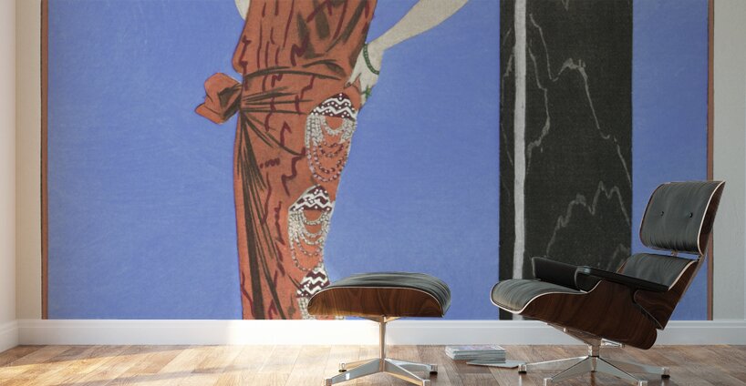 La chambre bleue darth&eacutenice / Robe du soir de Beer from Gazette du Bon Ton. Art &ndash Modes & Frivolit&eacutes: Evening Attire No. 1 1923 fashion illustration  by George Barbier.  Wall Murals