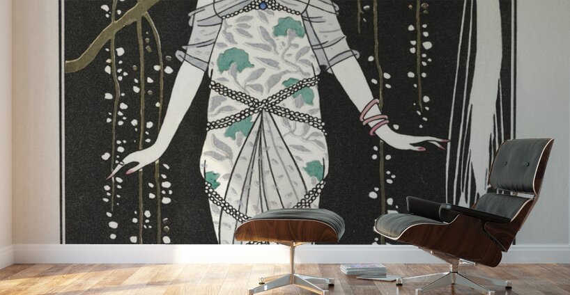 Costumes Parisiens: Grande robe du soir from Journal des Dames et des Modes 1914 fashion illustration  by George Barbier.  Wall Murals