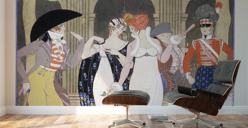 La Merveilleuse au Palais Royal 1921 fashion illustration by George Barbier. Wall Murals