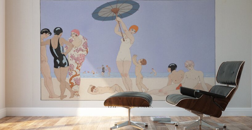 Au Lido Plate no. 14 1920 fashion illustration  by George Barbier. Wall Murals