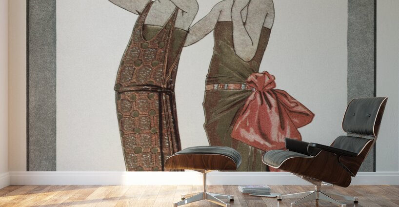 Vesper / Robes du soir de Worth from Gazette du Bon Ton No. 8 1922 fashion illustration  by George Barbier.  Wall Murals