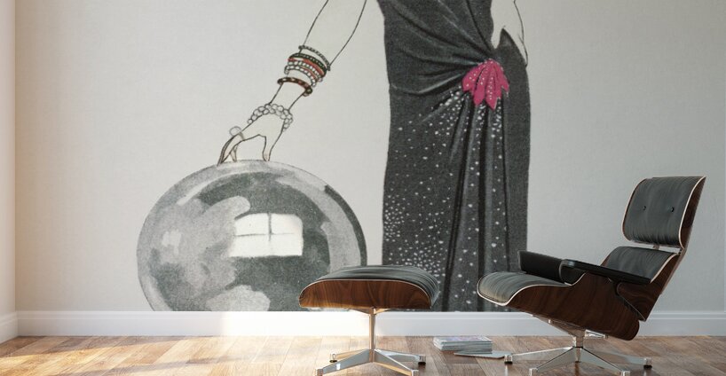 LEmpire du monde: Robe du soir de Worth from Gazette du Bon Ton. Art- Modes & Frivolit&eacutes No. 6 1924 fashion illustration  by George Barbier.  Wall Murals