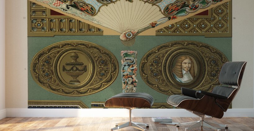 18th Century pattern. 1888 edition Lornement Polychrome by Albert Racine 1825–1893. Wall Murals