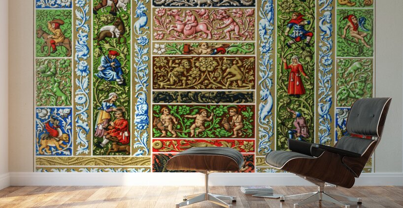 Renaissance pattern. 1888 edition Lornement Polychrome by Albert Racine 1825–1893. Wall Murals