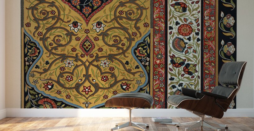 Persian pattern. 1888 edition Lornement Polychrome by Albert Racine 1825–1893. Wall Murals