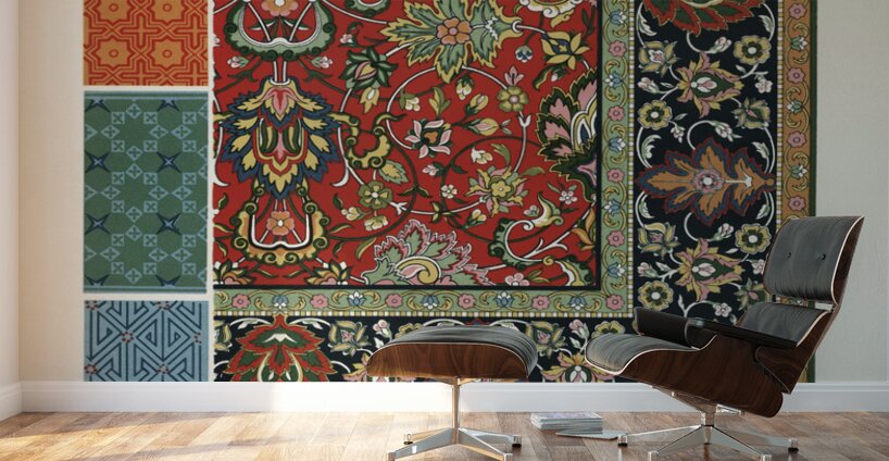Persian pattern. 1888 edition Lornement Polychrome by Albert Racine 1825–1893. Wall Murals