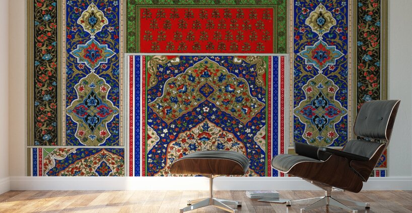 Indo-Persian pattern. 1888 edition Lornement Polychrome by Albert Racine 1825–1893. Wall Murals