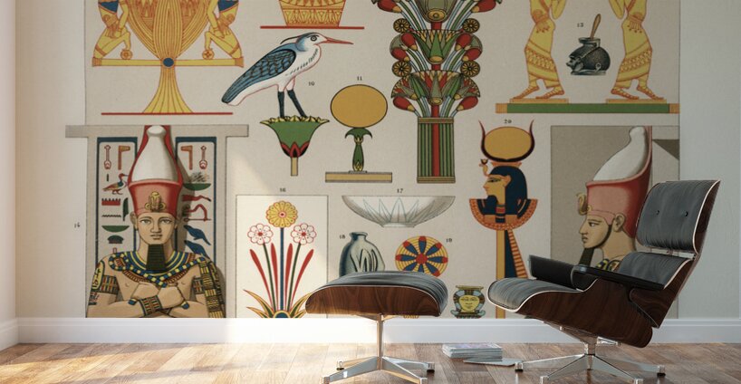 Egyptian pattern Lornement Polychrome 1888 by Albert Racinet 1825-1893. 1888 edition. Wall Murals