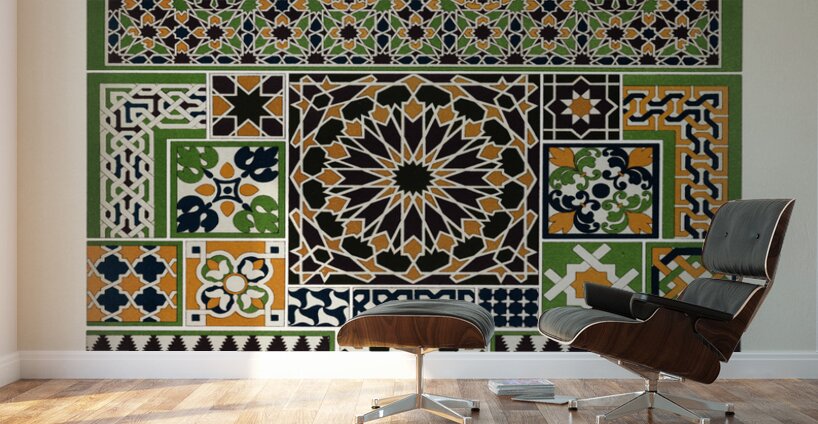 Moresque pattern Lornement Polychrome 1888 by Albert Racinet 1825-1893. 1888 edition. Wall Murals