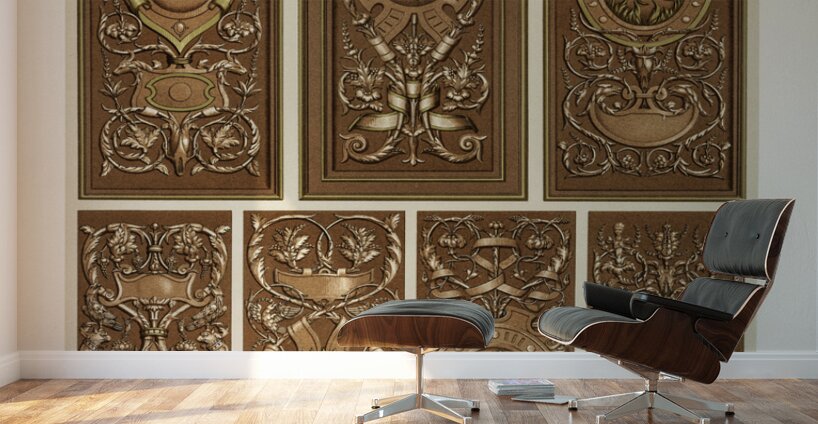 Renaissance pattern. 1888 edition Lornement Polychrome by Albert Racine 1825–1893. Wall Murals