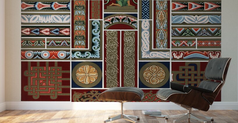Middle-Ages pattern. 1888 edition Lornement Polychrome by Albert Racine 1825–1893. Wall Murals