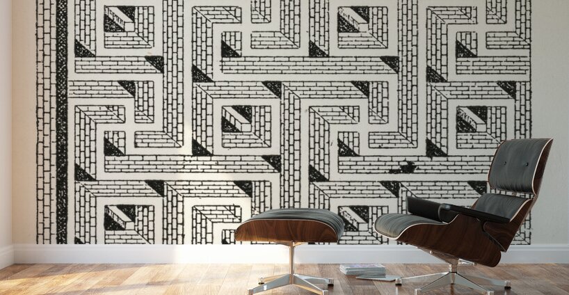 Mosaic pattern. 1888 edition Lornement Polychrome by Albert Racine 1825–1893. Wall Murals